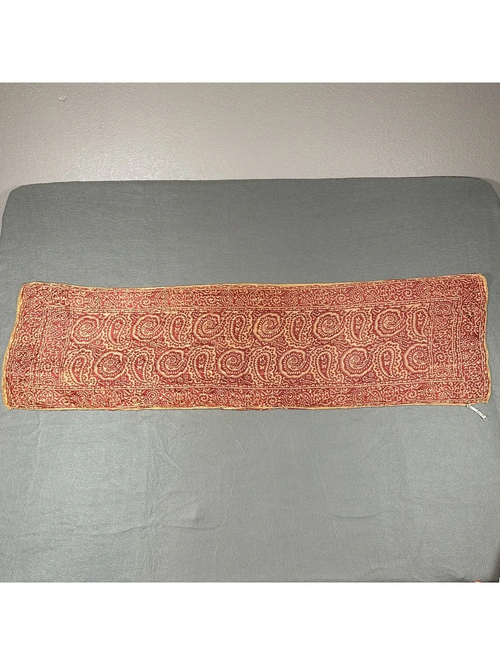 Vintage Red and Orange Paisley Print Silk Scarf